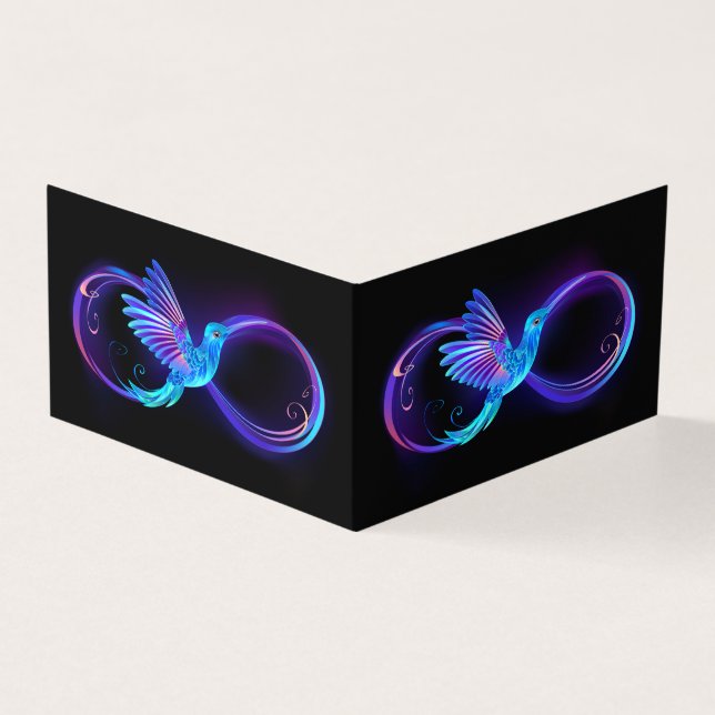 Neon Ofinity Symbol med glowing Hummingbird Kort (Utsida)