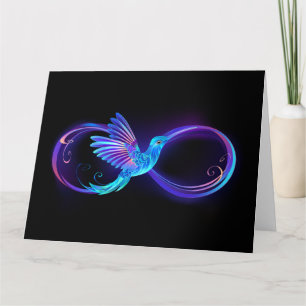 Neon Ofinity Symbol med glowing Hummingbird Kort