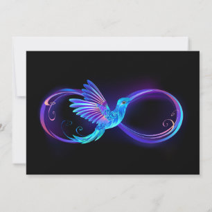 Neon Ofinity Symbol med glowing Hummingbird Kort