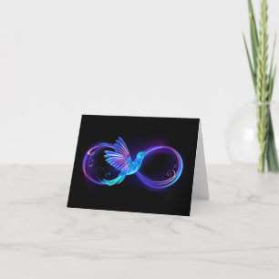 Neon Ofinity Symbol med glowing Hummingbird Kort