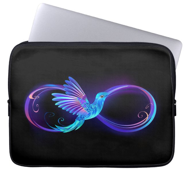 Neon Ofinity Symbol med glowing Hummingbird Laptop Fodral (Framsidan)