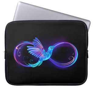 Neon Ofinity Symbol med glowing Hummingbird Laptop Fodral