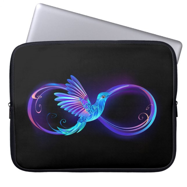 Neon Ofinity Symbol med glowing Hummingbird Laptop Fodral (Framsidan)