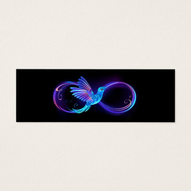 Neon Ofinity Symbol med glowing Hummingbird Litet Visitkort (Framsidan)