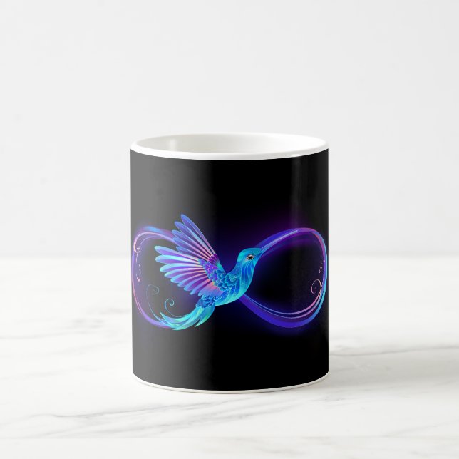 Neon Ofinity Symbol med glowing Hummingbird Magisk Mugg (Center)