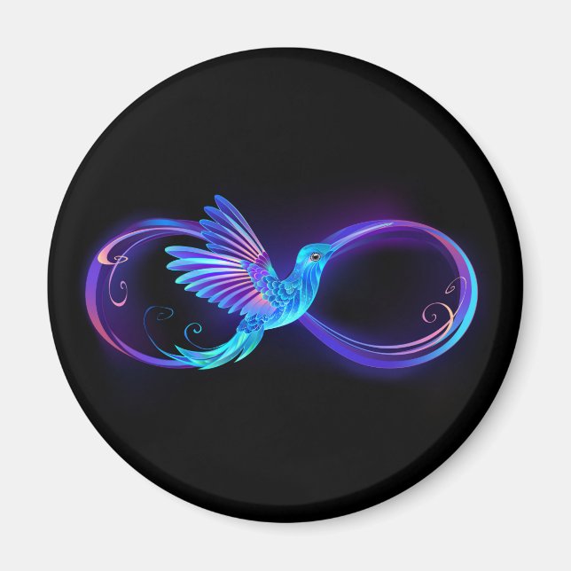 Neon Ofinity Symbol med glowing Hummingbird Magnet (Framsidan)