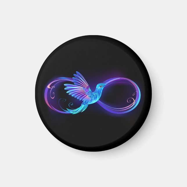 Neon Ofinity Symbol med glowing Hummingbird Magnet (Framsidan)