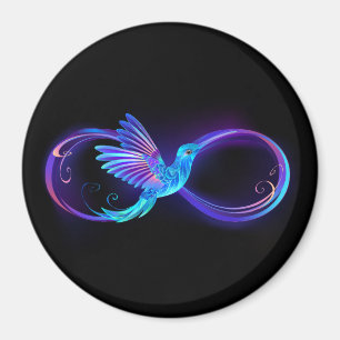 Neon Ofinity Symbol med glowing Hummingbird Magnet