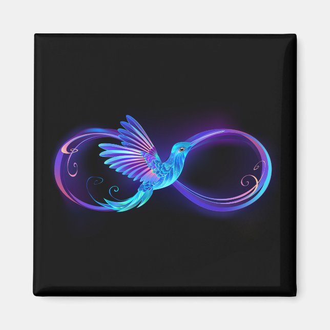 Neon Ofinity Symbol med glowing Hummingbird Magnet (Framsidan)