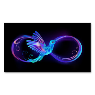 Neon Ofinity Symbol med glowing Hummingbird Magnetiska Visitkort