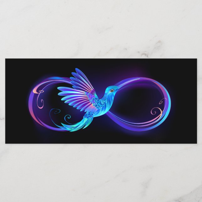 Neon Ofinity Symbol med glowing Hummingbird Meny (Framsida)