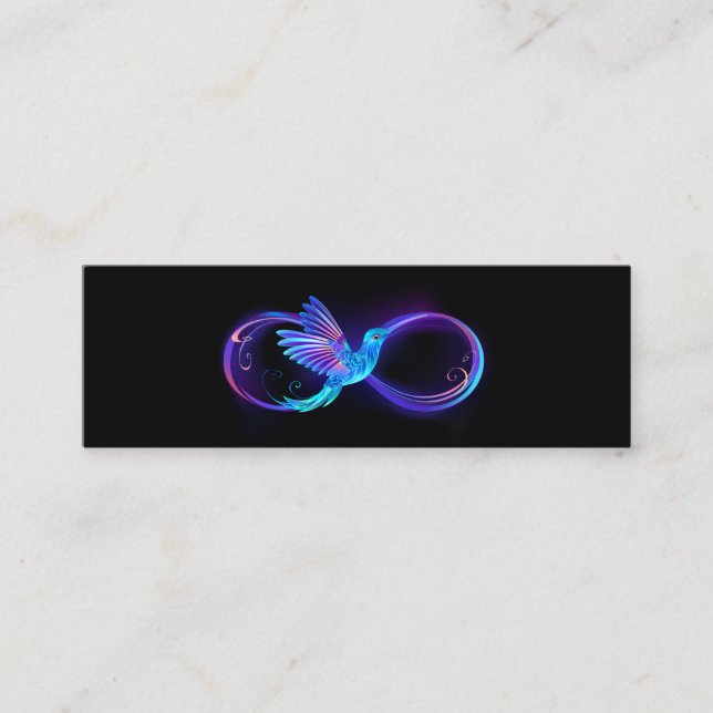 Neon Ofinity Symbol med glowing Hummingbird Mini Visitkort (Framsida)