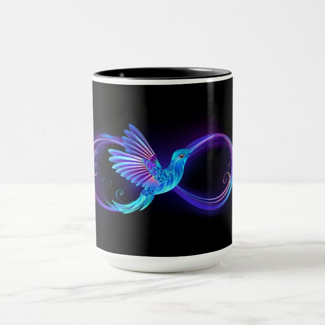 Neon Ofinity Symbol med glowing Hummingbird Mugg (Center)