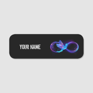 Neon Ofinity Symbol med glowing Hummingbird Namnbricka