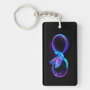Neon Ofinity Symbol med glowing Hummingbird Nyckelring