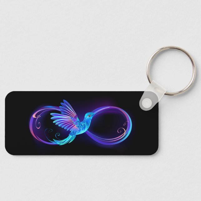 Neon Ofinity Symbol med glowing Hummingbird Nyckelring (Framsida)