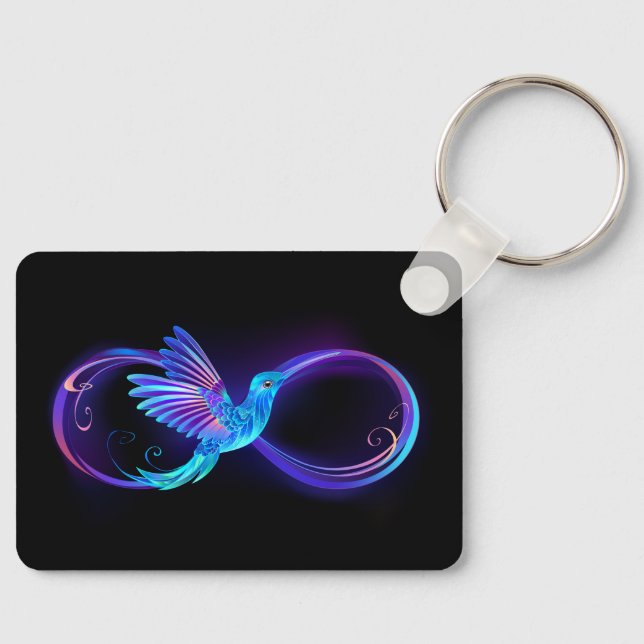 Neon Ofinity Symbol med glowing Hummingbird Nyckelring (Framsida)