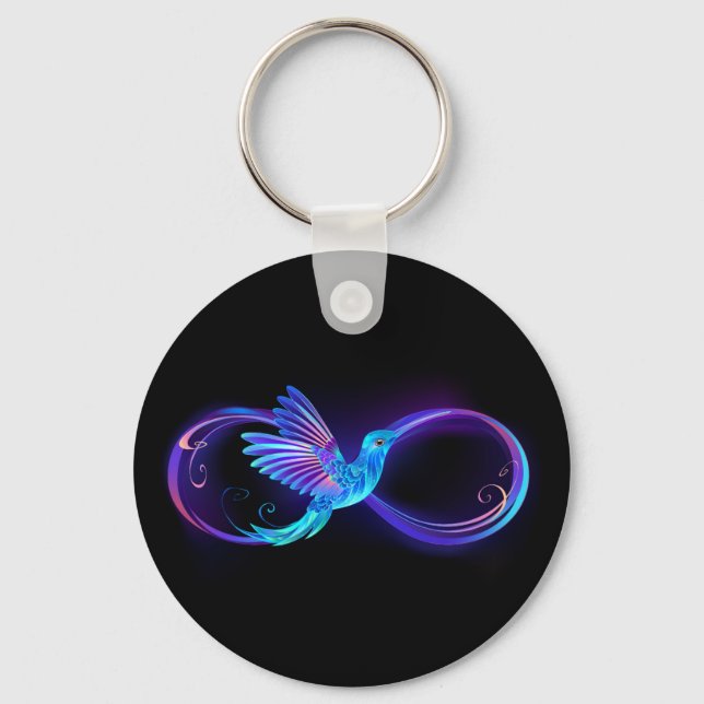 Neon Ofinity Symbol med glowing Hummingbird Nyckelring (Framsida)