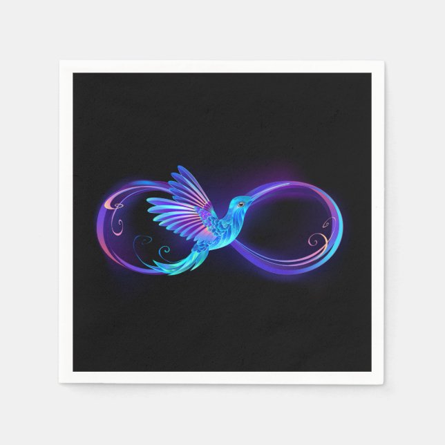 Neon Ofinity Symbol med glowing Hummingbird Pappersservett (Framsidan)