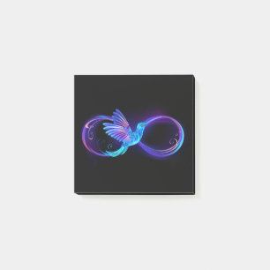 Neon Ofinity Symbol med glowing Hummingbird Post-it Block
