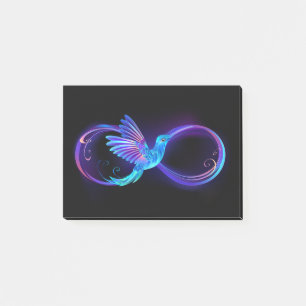 Neon Ofinity Symbol med glowing Hummingbird Post-it Block