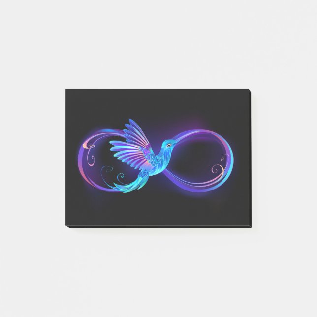 Neon Ofinity Symbol med glowing Hummingbird Post-it Block (Framsida)