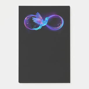 Neon Ofinity Symbol med glowing Hummingbird Post-it Block