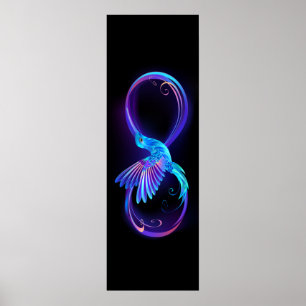 Neon Ofinity Symbol med glowing Hummingbird Poster