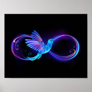 Neon Ofinity Symbol med glowing Hummingbird Poster