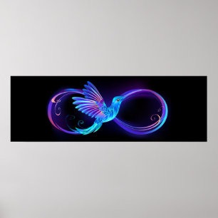 Neon Ofinity Symbol med glowing Hummingbird Poster