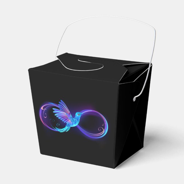 Neon Ofinity Symbol med glowing Hummingbird Presentaskar (Framsidan Sidan)