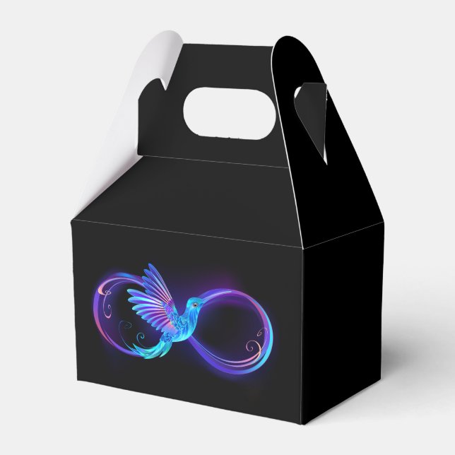 Neon Ofinity Symbol med glowing Hummingbird Presentaskar (Framsidan Sidan)