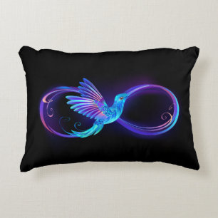 Neon Ofinity Symbol med glowing Hummingbird Prydnadskudde