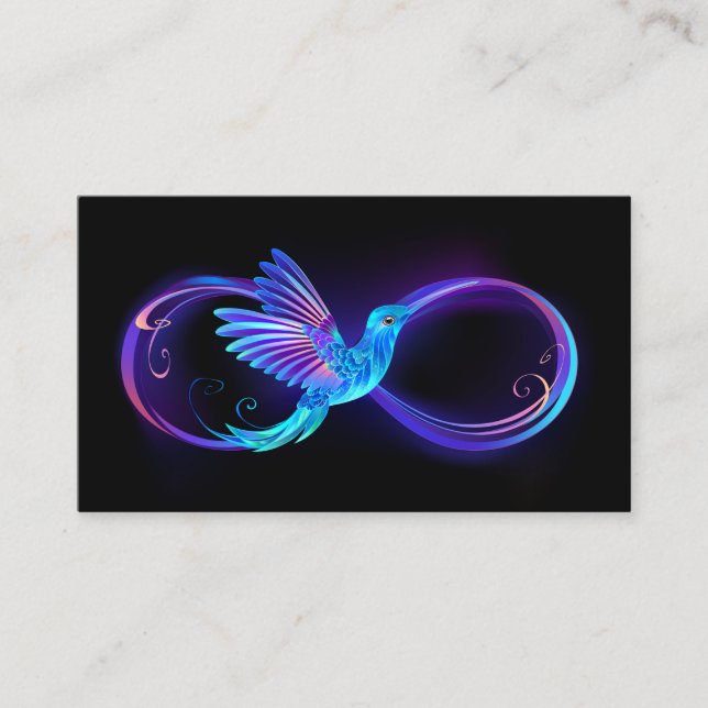 Neon Ofinity Symbol med glowing Hummingbird Rabattkort (Framsida)