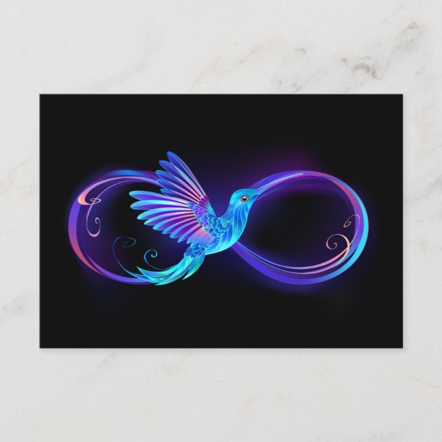Neon Ofinity Symbol med glowing Hummingbird Rådkort (Framsida)