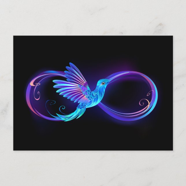 Neon Ofinity Symbol med glowing Hummingbird Rådkort (Framsida)