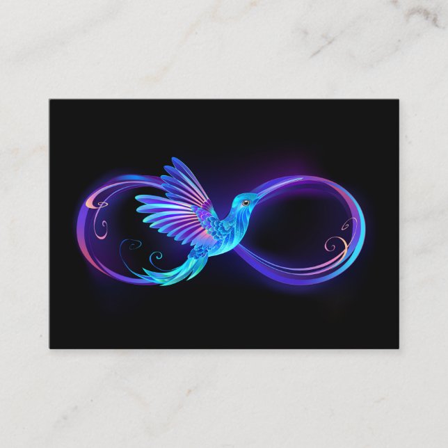 Neon Ofinity Symbol med glowing Hummingbird Rådkort (Framsida)