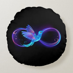 Neon Ofinity Symbol med glowing Hummingbird Rund Kudde