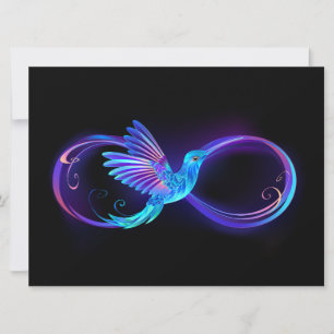 Neon Ofinity Symbol med glowing Hummingbird Spara Datumet
