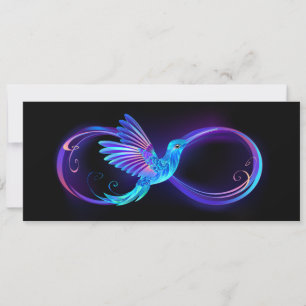 Neon Ofinity Symbol med glowing Hummingbird Spara Datumet