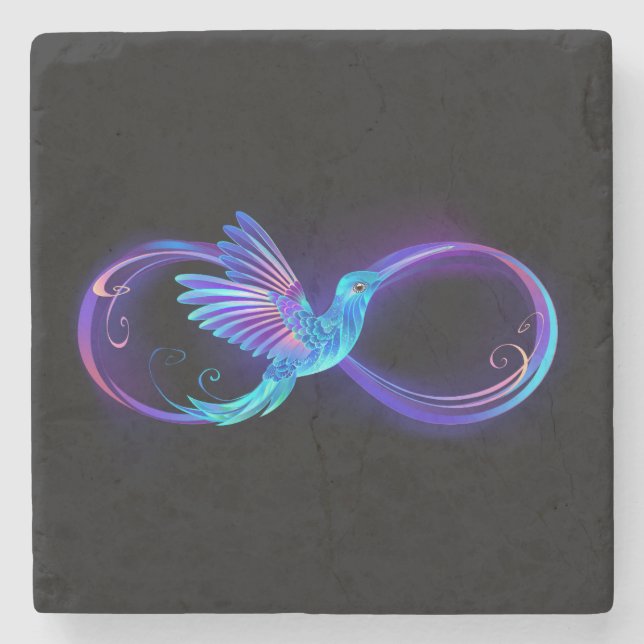 Neon Ofinity Symbol med glowing Hummingbird Stenunderlägg (Framsidan)