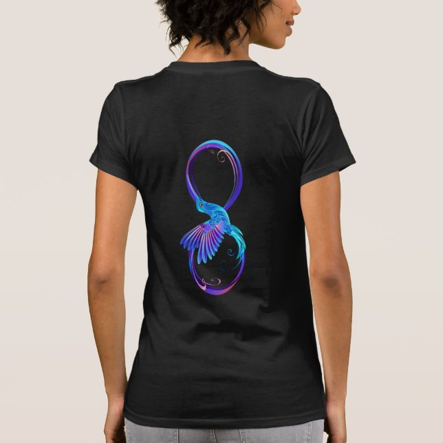 Neon Ofinity Symbol med glowing Hummingbird T Shirt (Baksida)