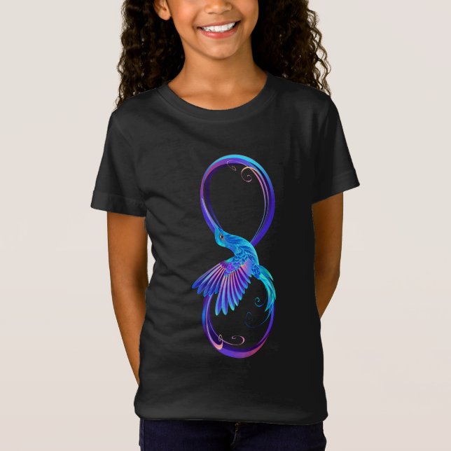 Neon Ofinity Symbol med glowing Hummingbird T Shirt (Framsida)
