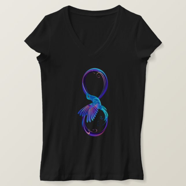 Neon Ofinity Symbol med glowing Hummingbird T Shirt (Design framsida)