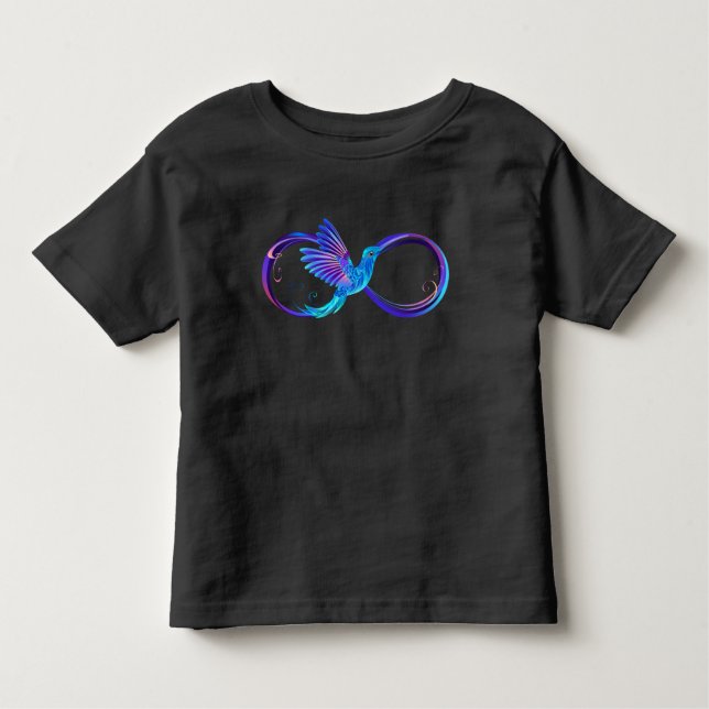 Neon Ofinity Symbol med glowing Hummingbird T Shirt (Framsida)