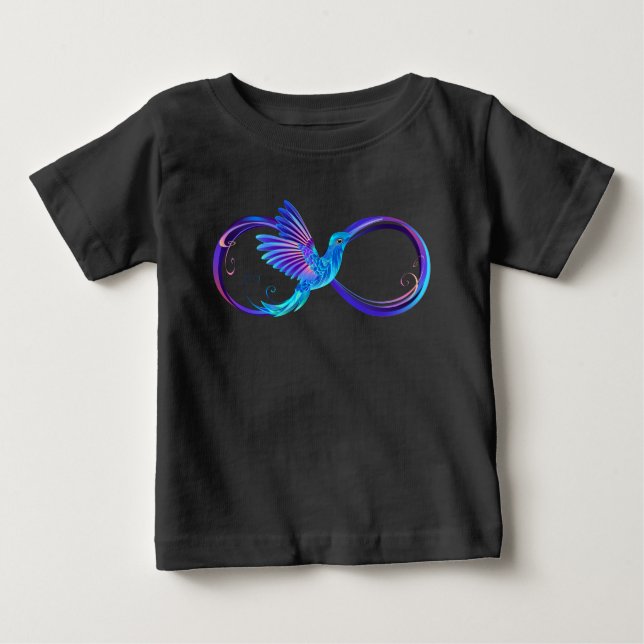 Neon Ofinity Symbol med glowing Hummingbird T Shirt (Framsida)