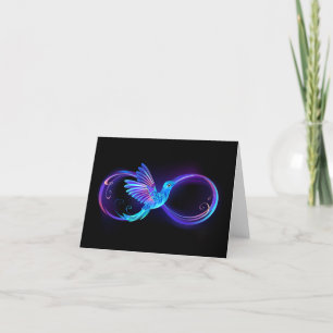 Neon Ofinity Symbol med glowing Hummingbird Tack Kort