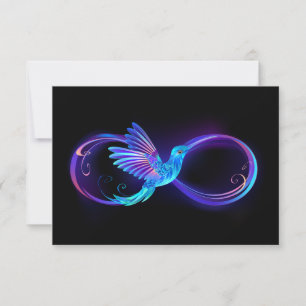 Neon Ofinity Symbol med glowing Hummingbird Tack Kort