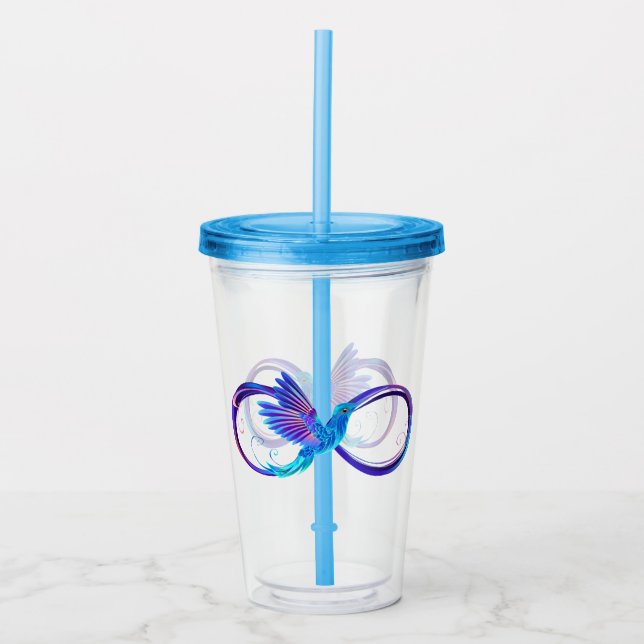 Neon Ofinity Symbol med glowing Hummingbird Take Away Mugg (Framsida)