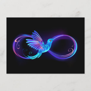 Neon Ofinity Symbol med glowing Hummingbird Tilläggskort